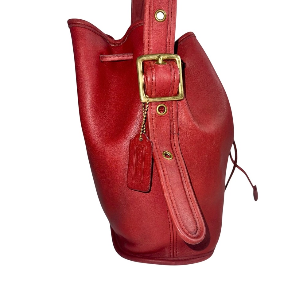 Coach 9952 Bucket Bag Women Red Vintage Leather Drawstring USA Made - Picture 5 of 14